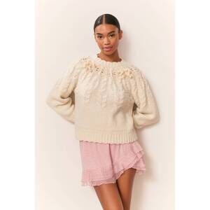 NEW LOVESHACKFANCY women's sloanna pullover top in ivory